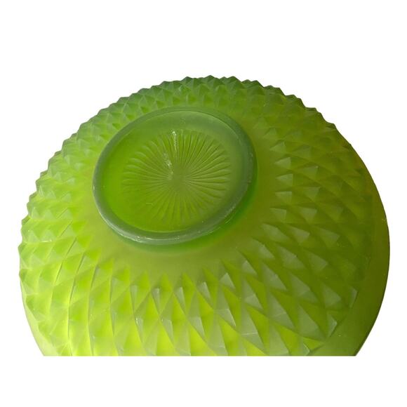 RARE! Vintage Satin Mist Lime by Indiana Glass Diamond Point Bowls 14in - Picture 4 of 6